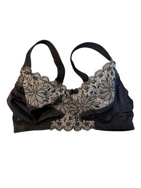 Curve Muse Black Floral Lace Unlined Full Coverage Bra 42DDD New With Tags